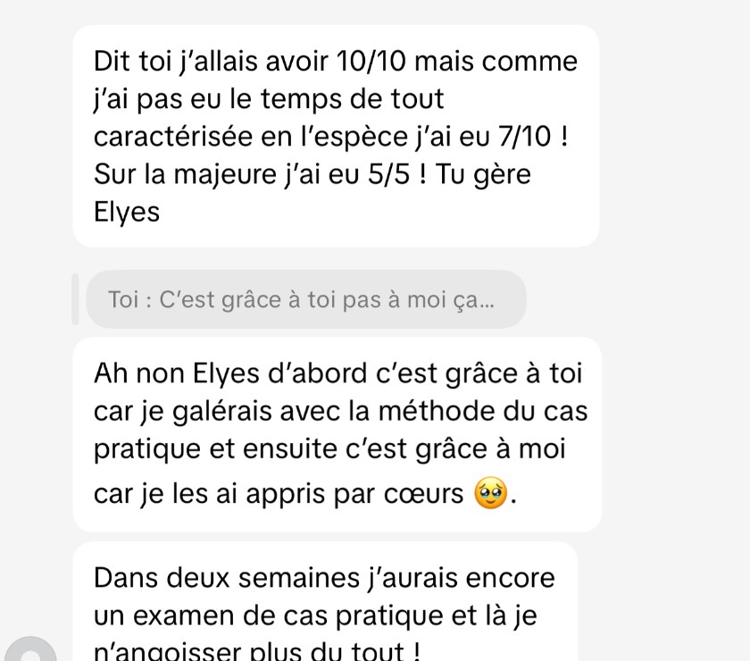 Retour : j'allais avoir 10/10 mais comme je n'ai pas eu le temps de tout caractériser j'ai eu 7/10. Sur la majeure j'ai eu 5/5 ! Tu gères Elyes.