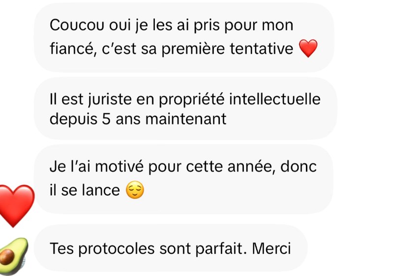 Story Instagram : Tes protocoles sont parfaits. Merci.
